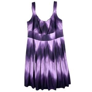 Vintage Y2K Dressbarn Plus Size Whimsigoth Dark Purple Pattern Babydoll Dress 16